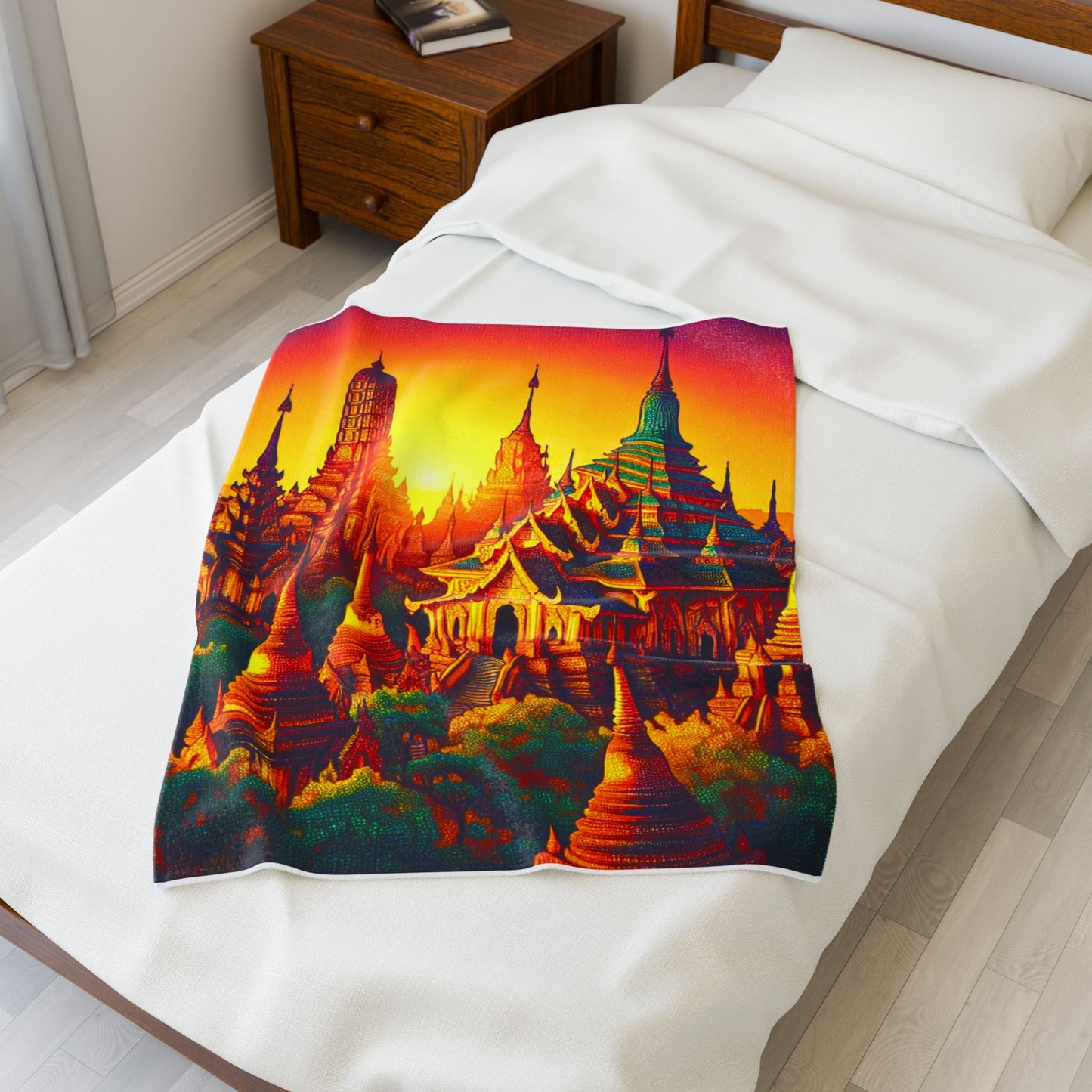 Temple Radiance at Dawn - Plush Blanket