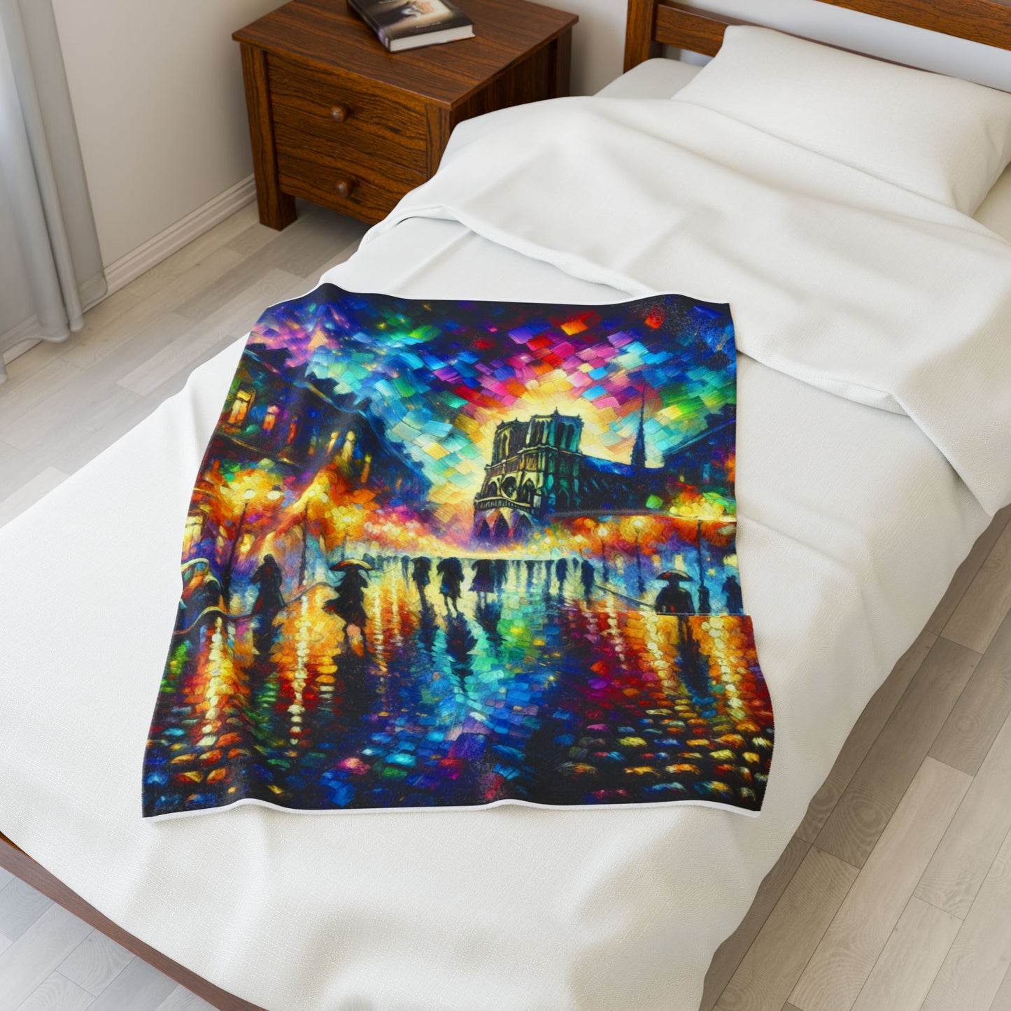 Evening Lights in the Rain - Plush Blanket