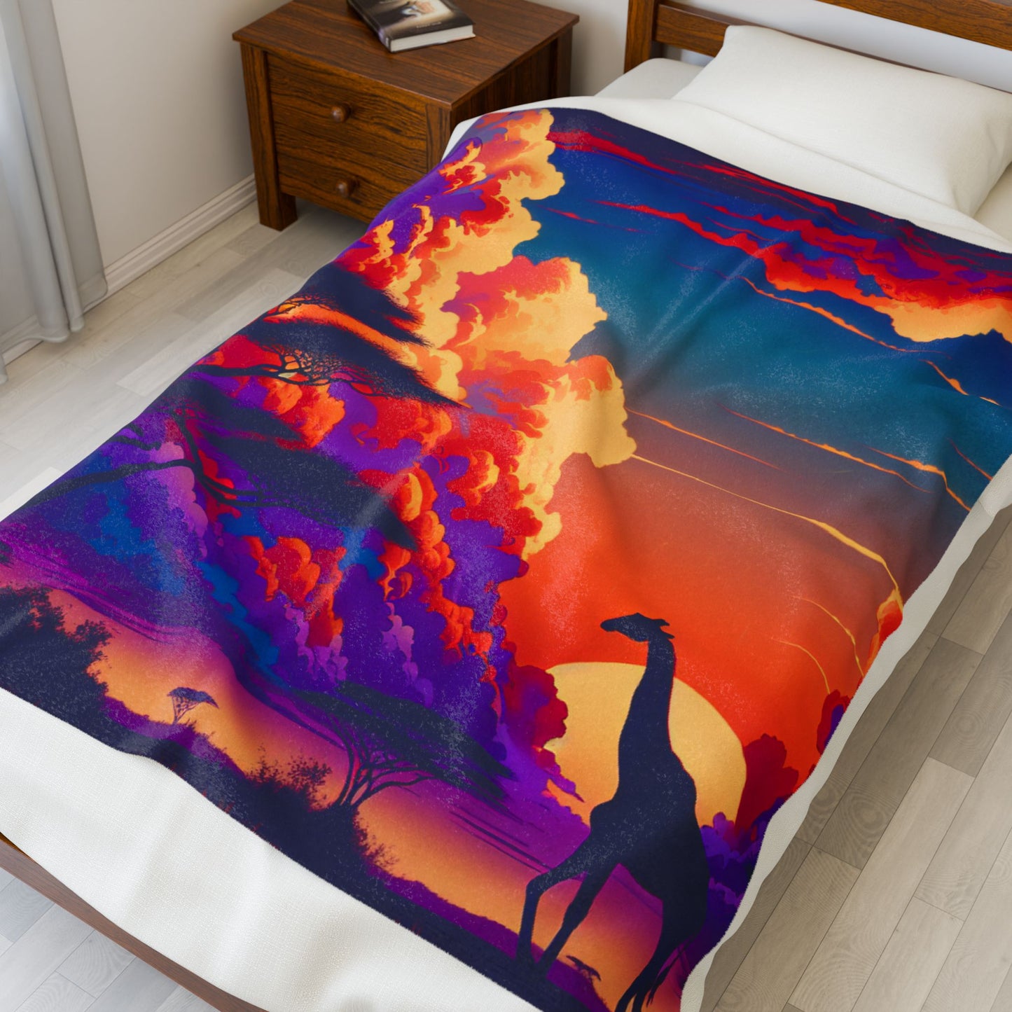 Giraffe Among the Clouds - Plush Blanket