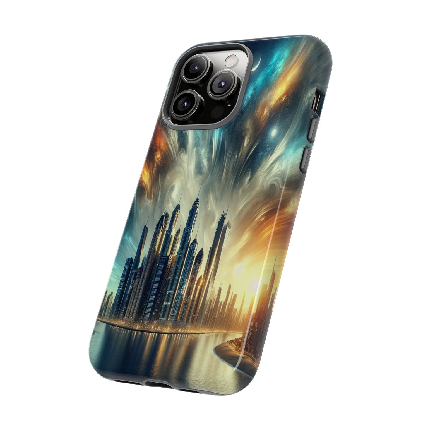 Cityscape under Celestial Tapestry - Phone Case