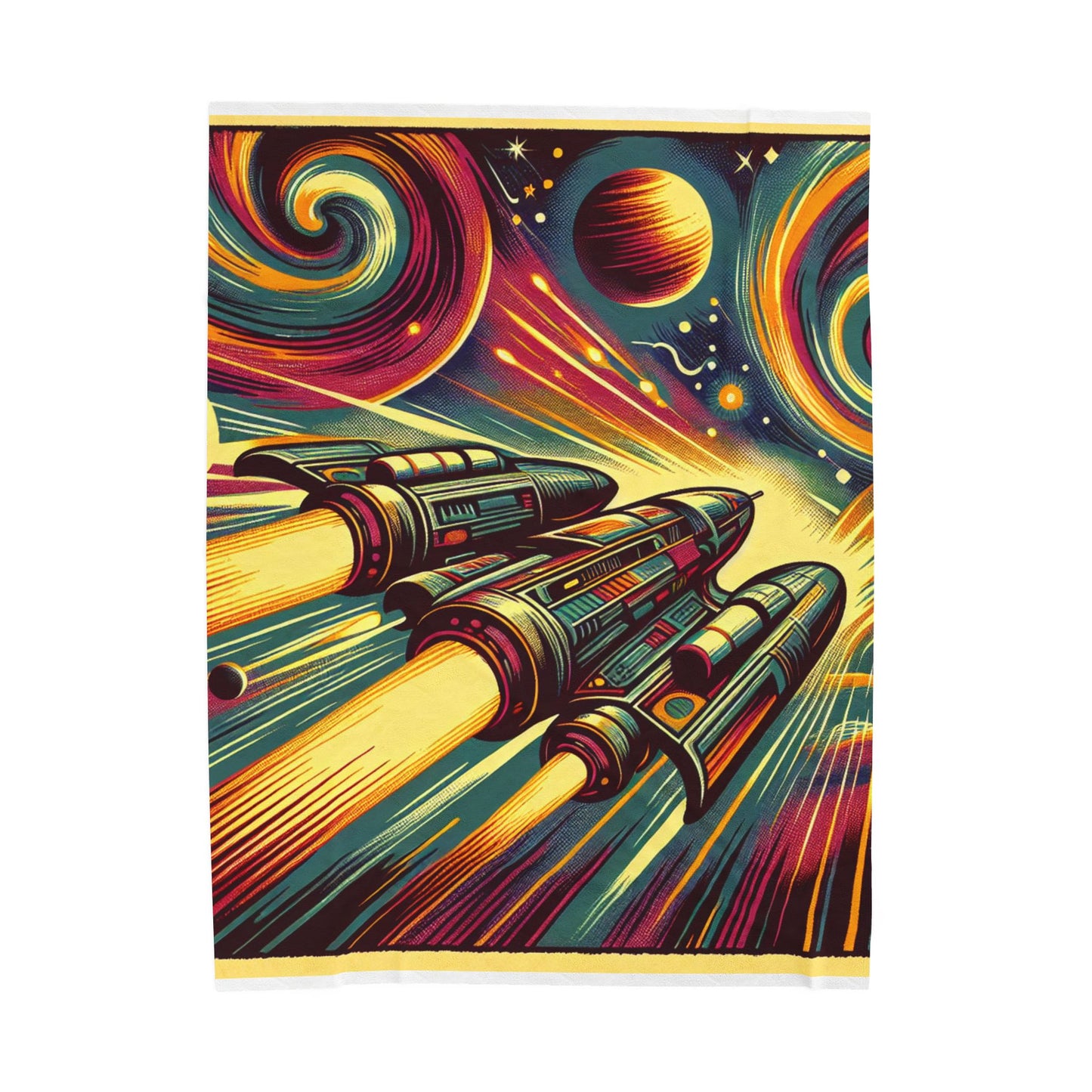 Rocket Odyssey Through the Cosmos - Plush Blanket