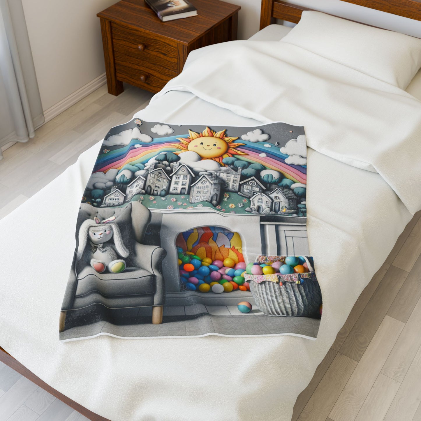 Imaginative Sunrise in a Child's Room - Plush Blanket