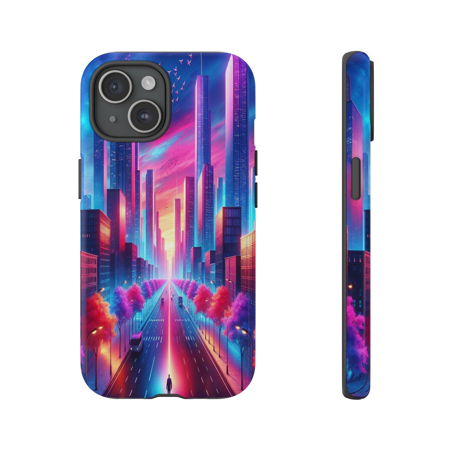 Protective Wanderer in a Luminous Cityscape Iphone Case Compatible With Iphone 16 15 14 - Phone Cover