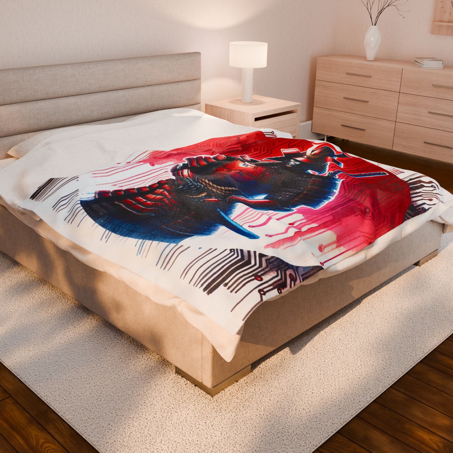Samurai Cyber Nexus - Plush Blanket