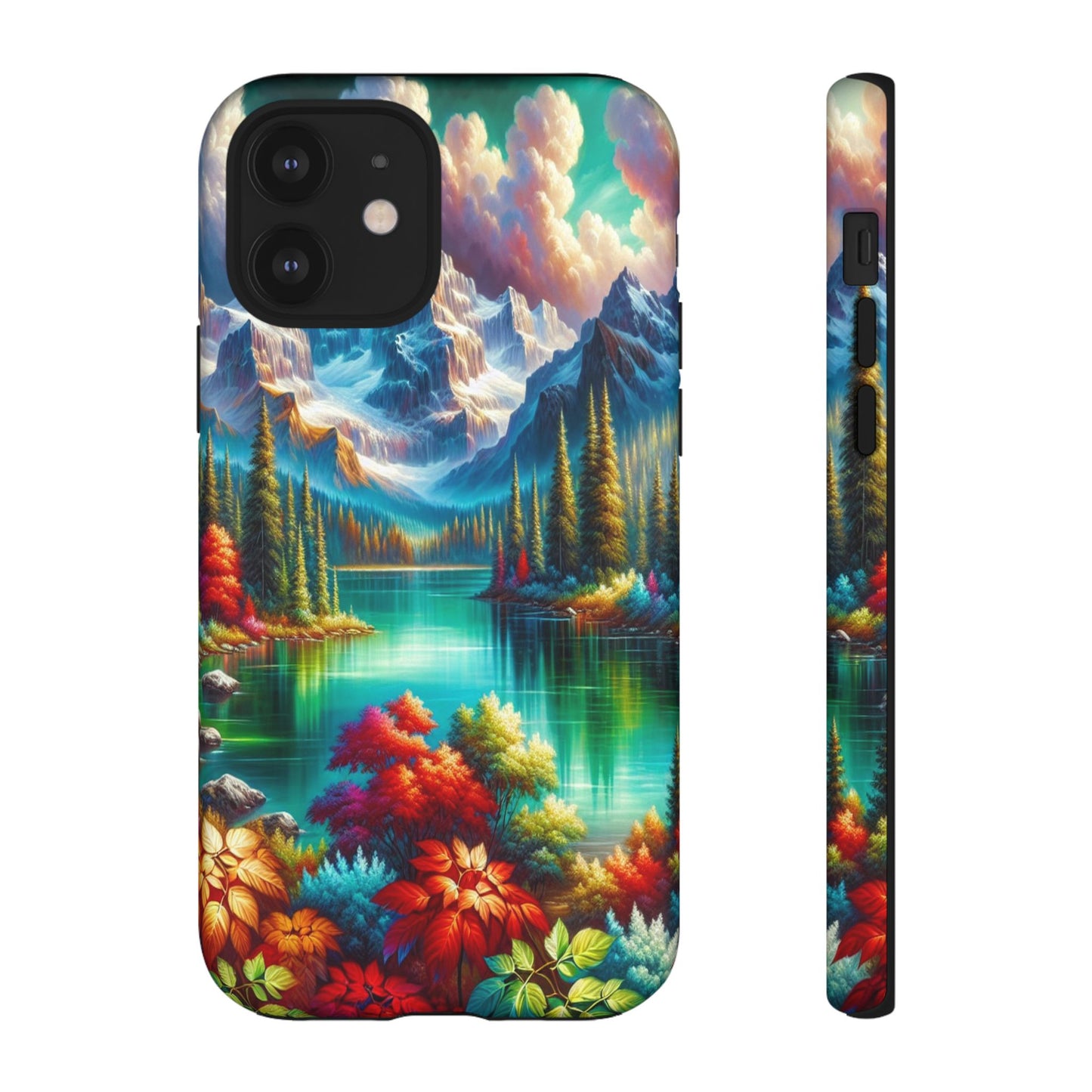 Colorful Mountain Lake Scene - Phone Case