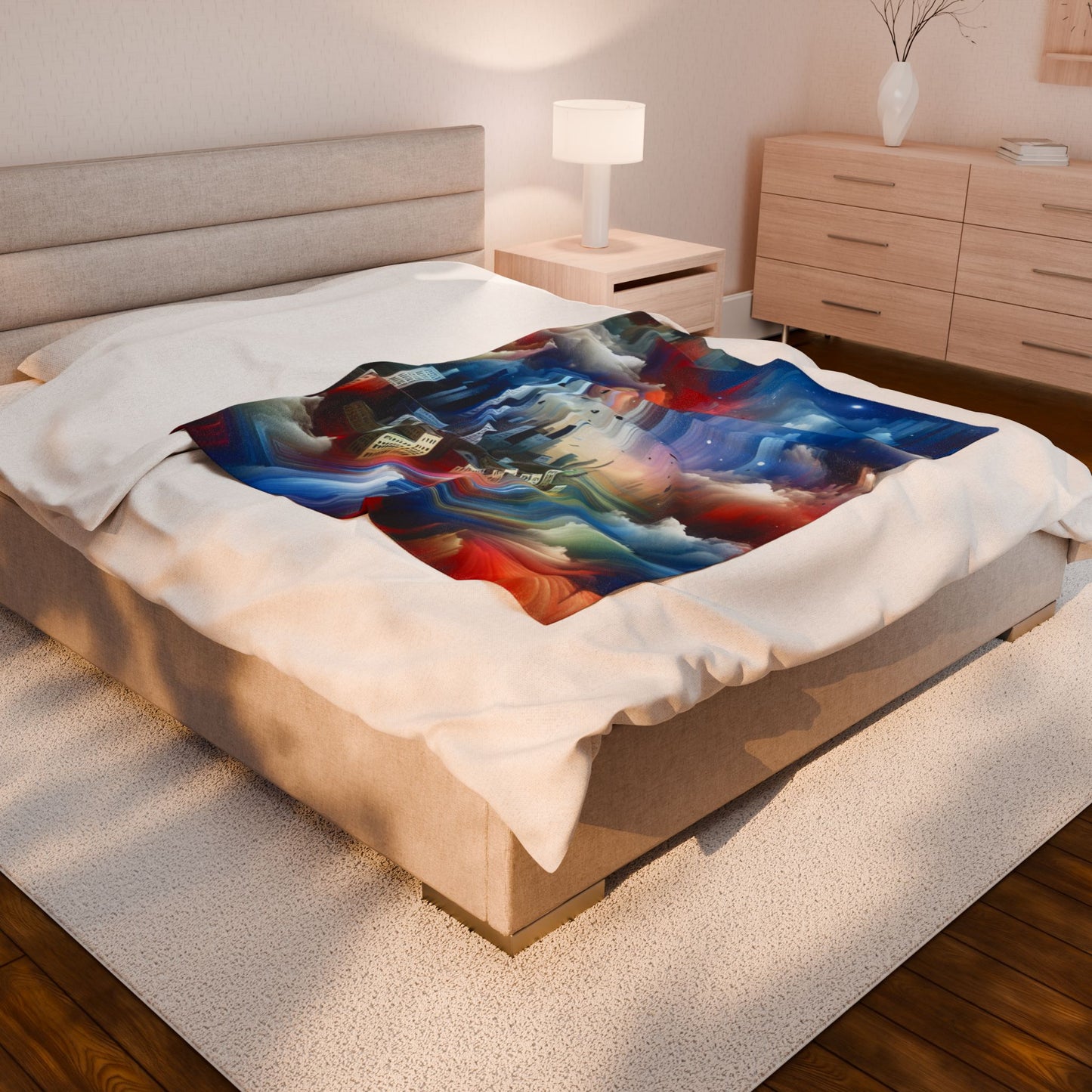 Dreamlike Metropolis Vista - Plush Blanket