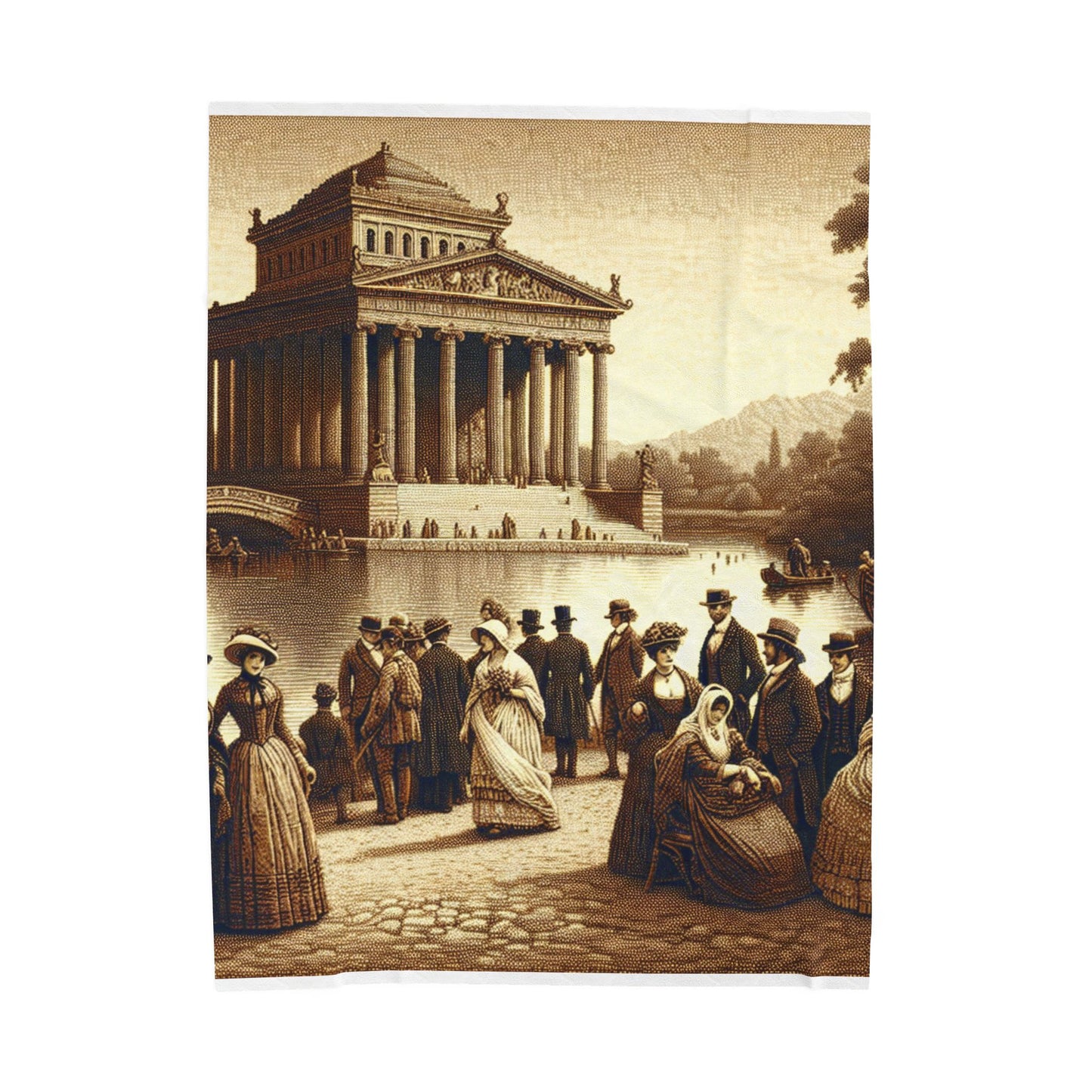 Gathering by the Ancient Temple - Plush Blanket