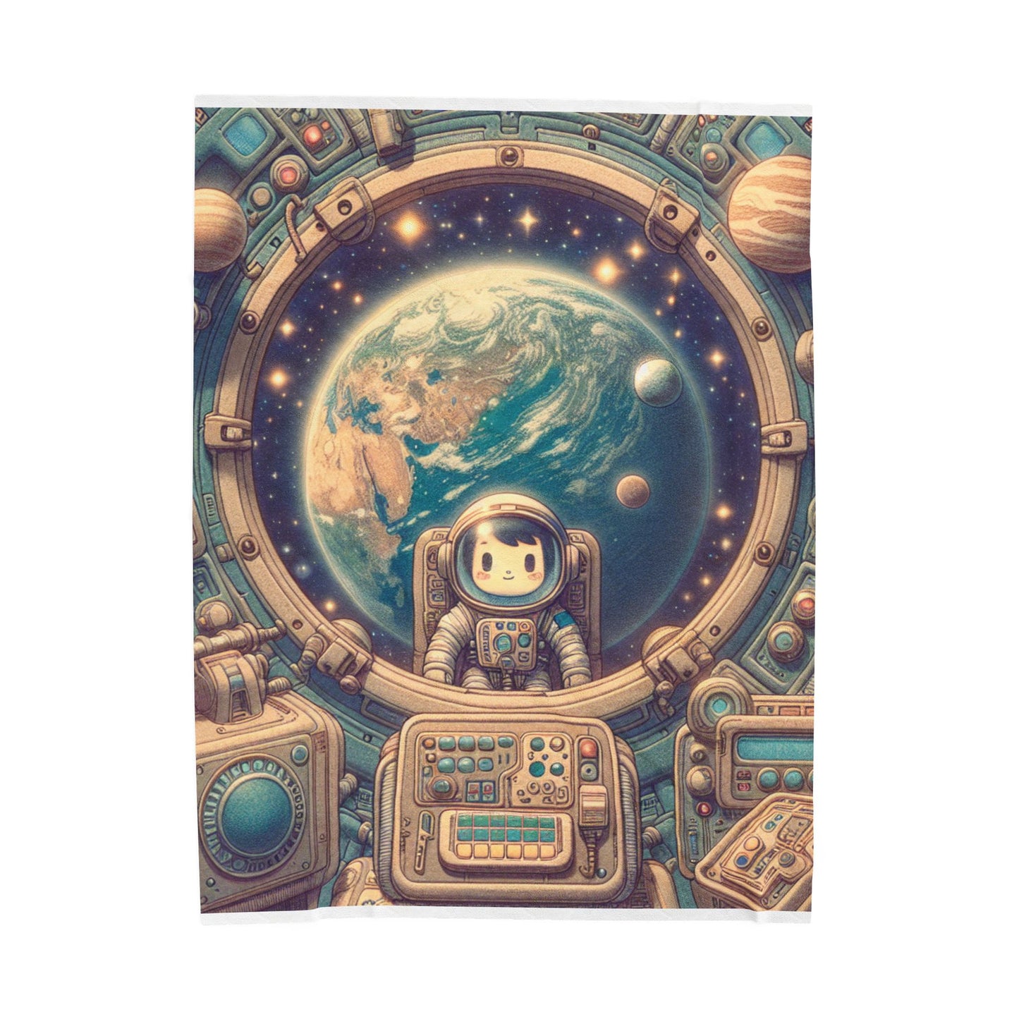 Explorer's Cosmic View - Plush Blanket