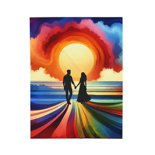 Silhouettes in the Glow - Plush Blanket