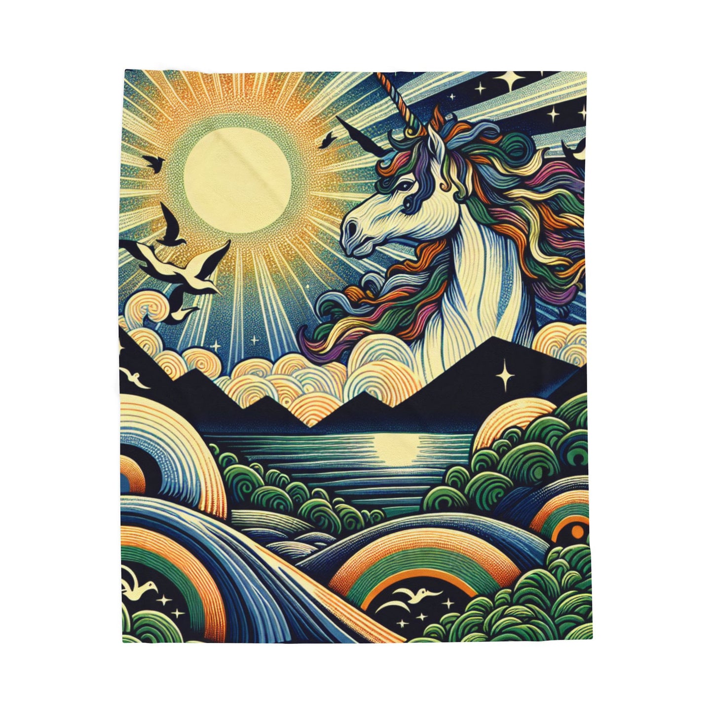 Mystical Unicorn Oasis - Plush Blanket