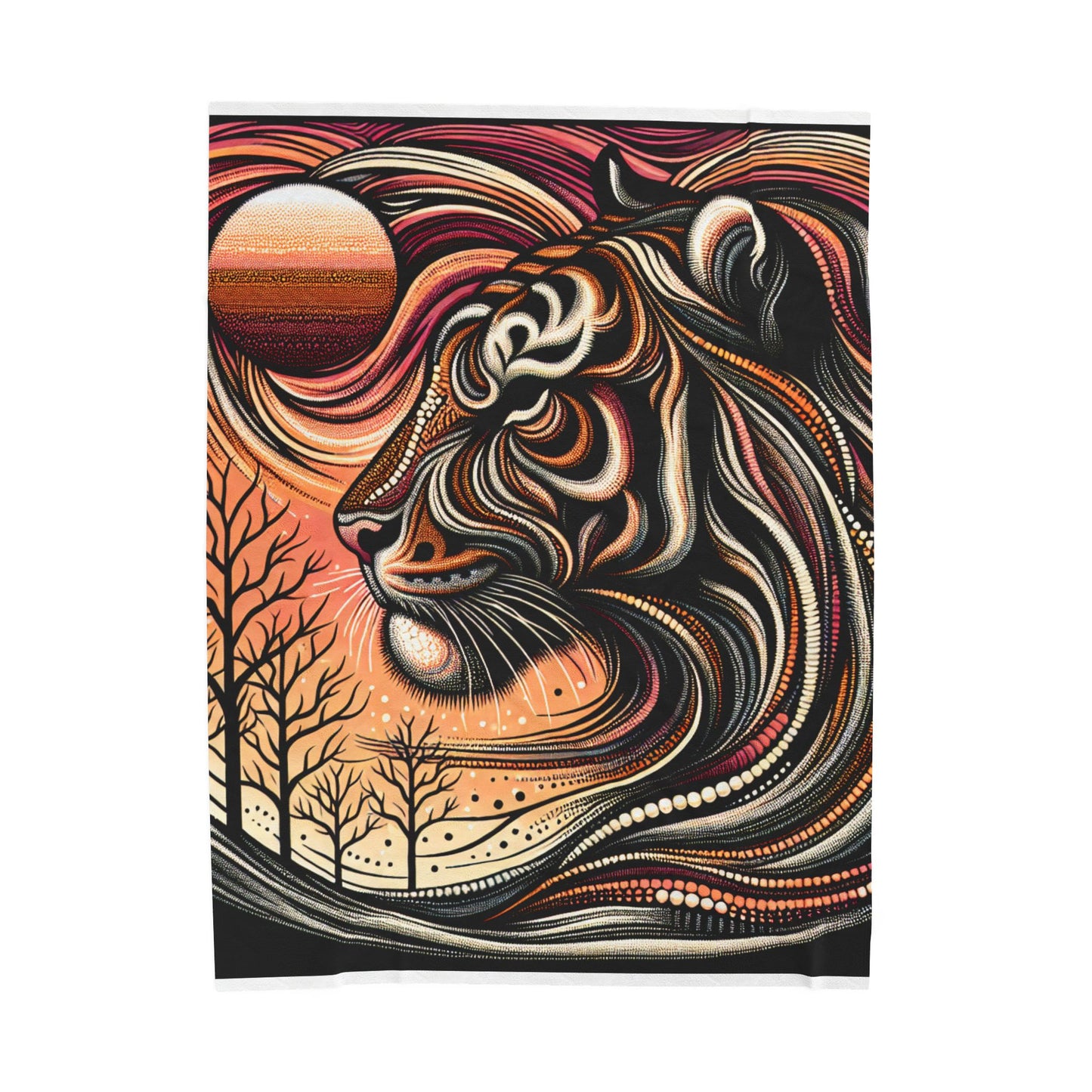 Tiger's Realm in Artistic Swirls - Plush Blanket