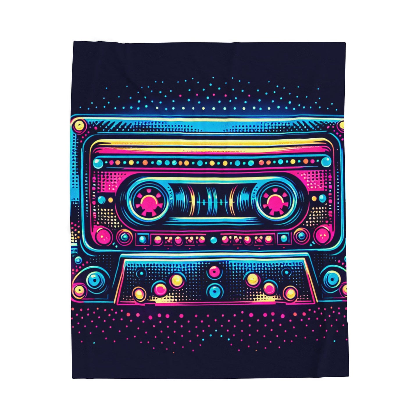 Retro Rhythm in Neon Tones - Plush Blanket