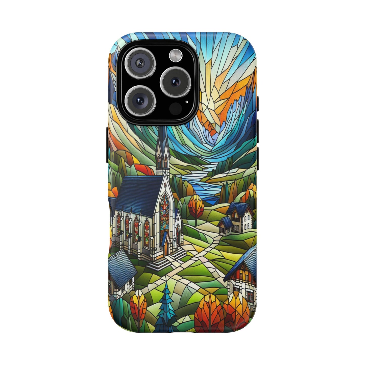 Stained Glass Countryside Scene - Phone Case
