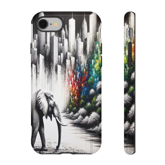 Protective Elephant's Journey Through the Cityscape Iphone Case Compatible With Iphone 16 15 14 - Phone Cover