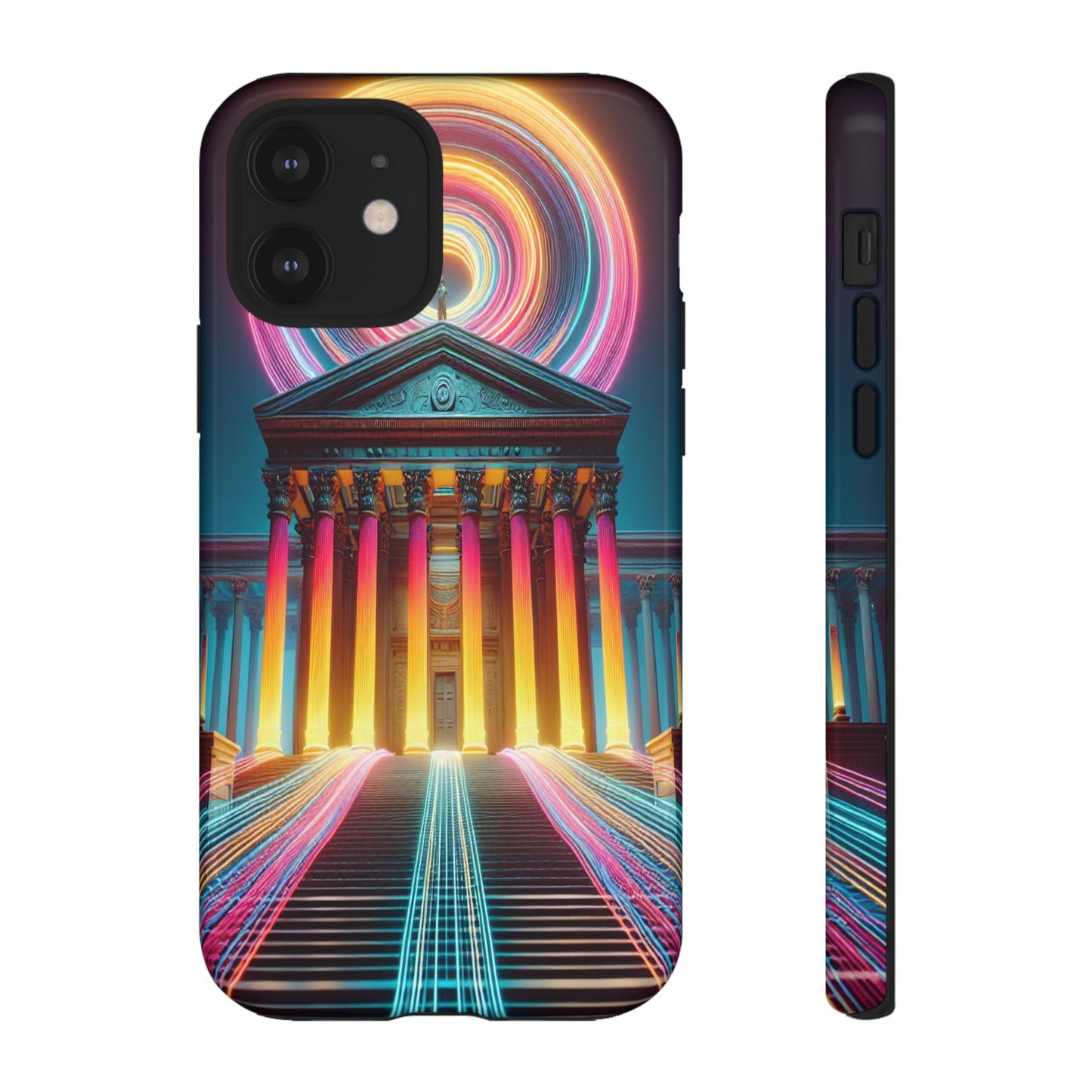 Illuminated Landmark with Colorful Trails - Phone Case