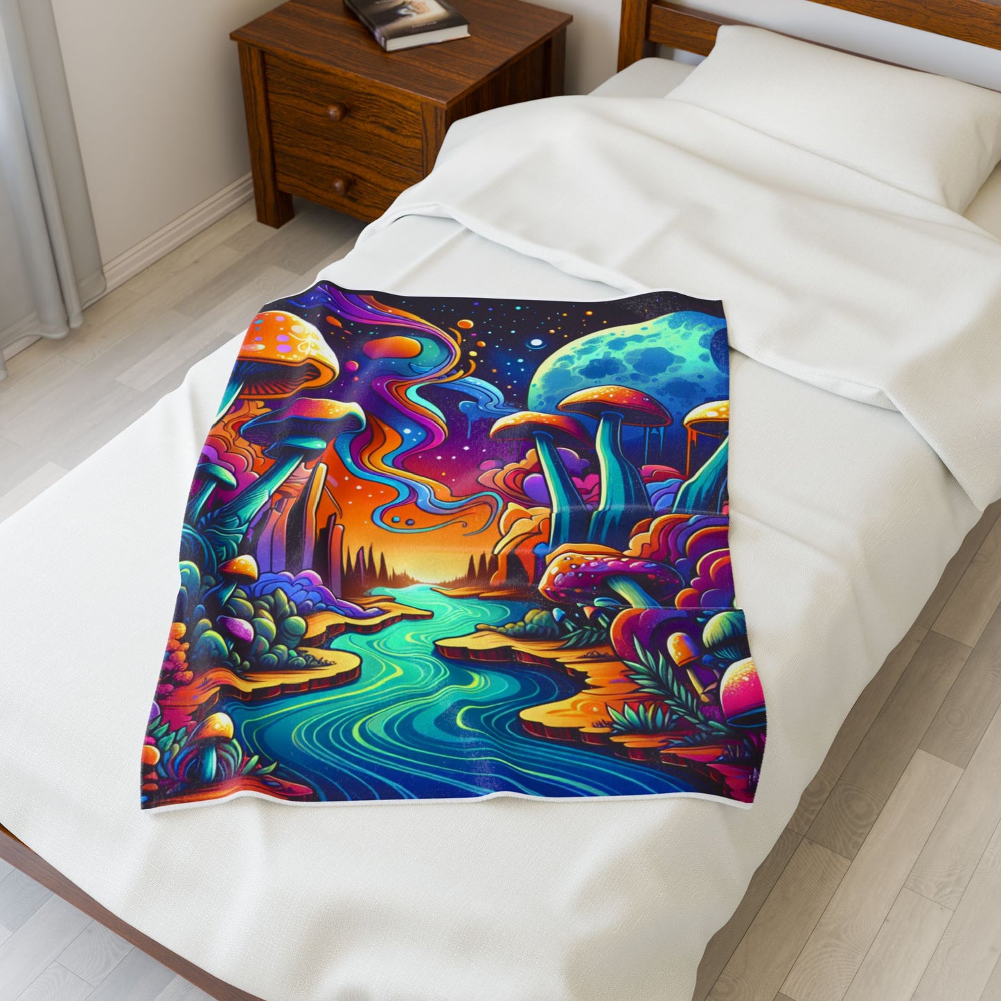 Mystic Fungi Realm - Plush Blanket