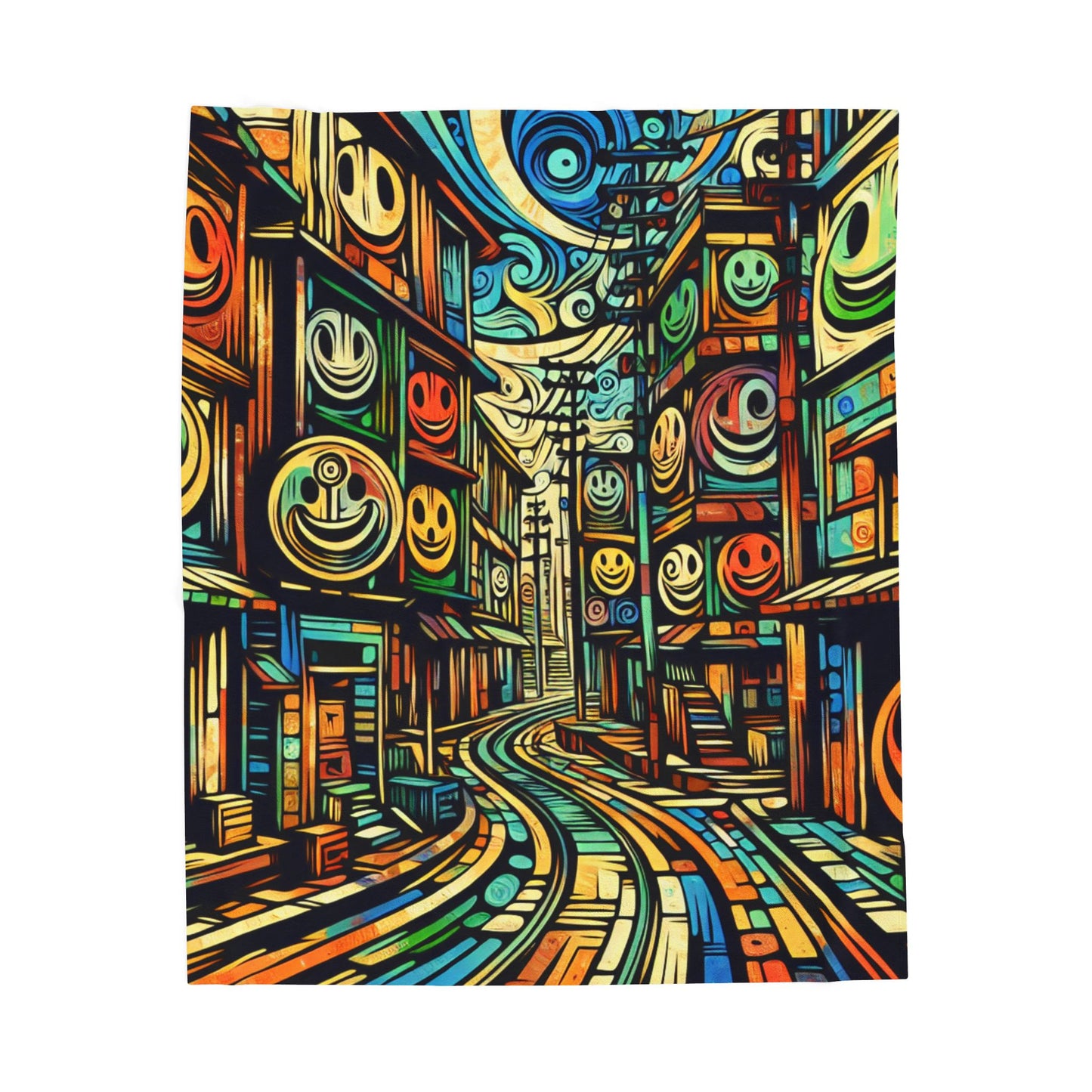 Curved Street Smiles - Plush Blanket