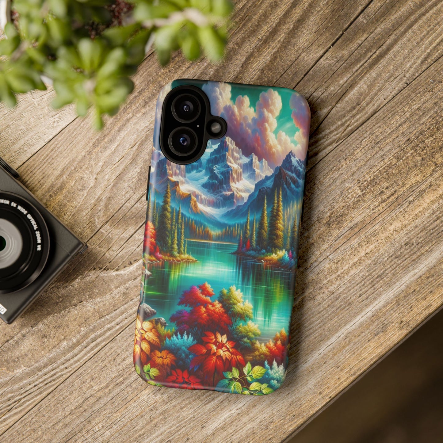 Colorful Mountain Lake Scene - Phone Case