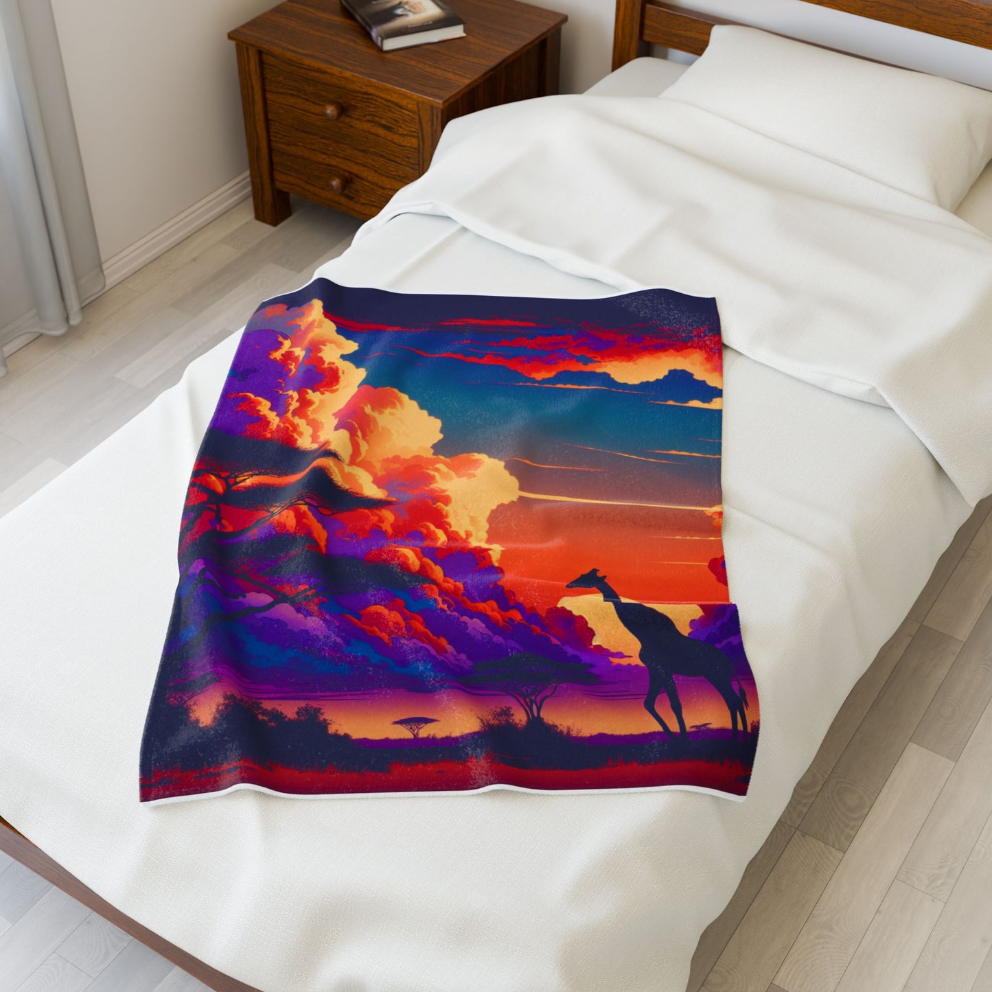Giraffe Among the Clouds - Plush Blanket