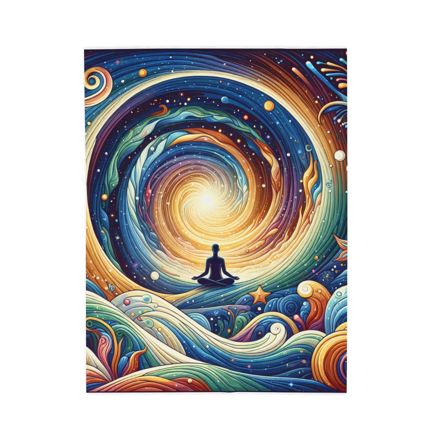 Cosmic Meditation Spiral - Plush Blanket