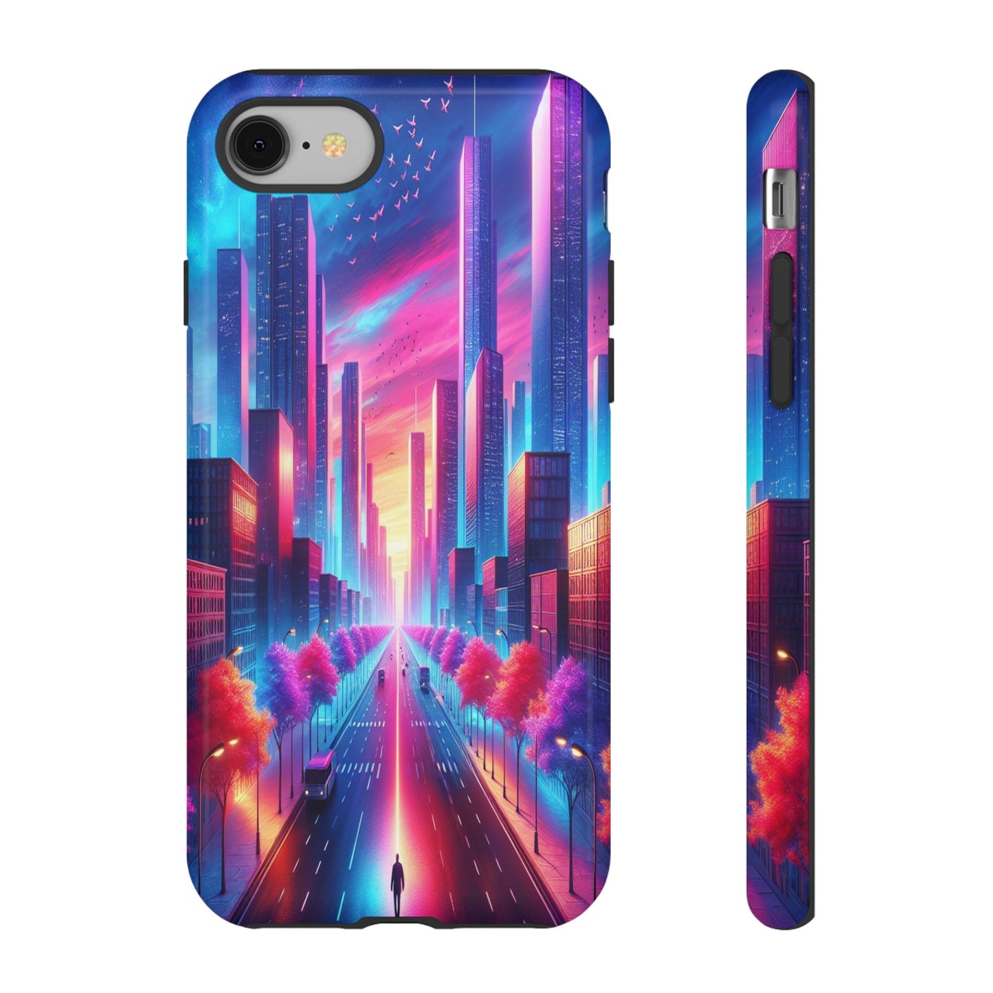 Protective Wanderer in a Luminous Cityscape Iphone Case Compatible With Iphone 16 15 14 - Phone Cover