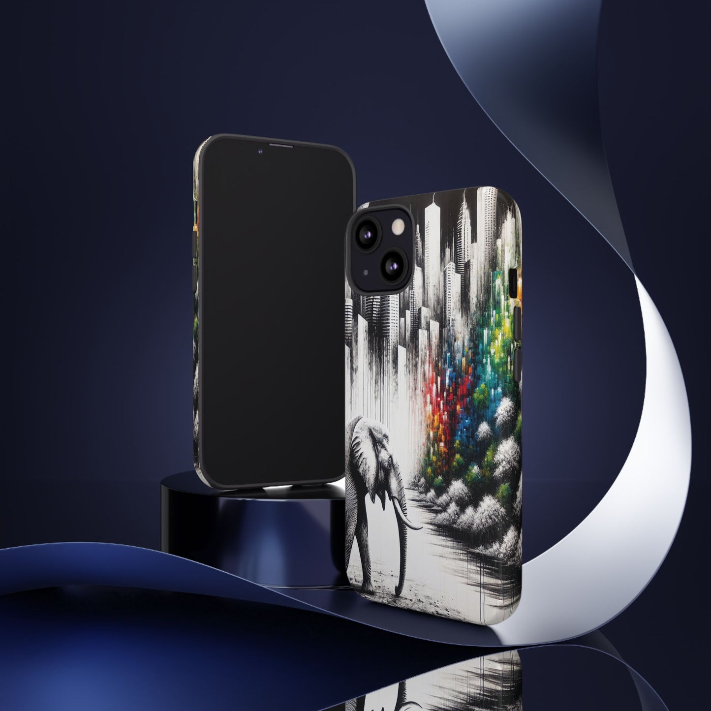 Protective Elephant's Journey Through the Cityscape Iphone Case Compatible With Iphone 16 15 14 - Phone Cover