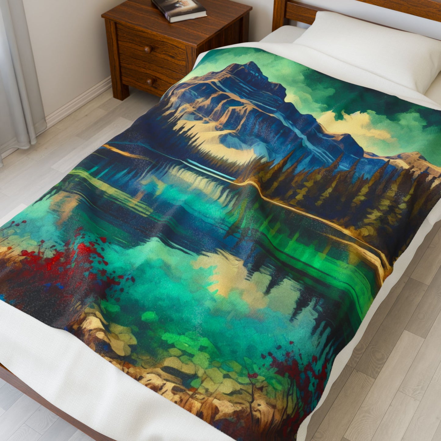 Alpine Serene Waterscape- Plush Blanket