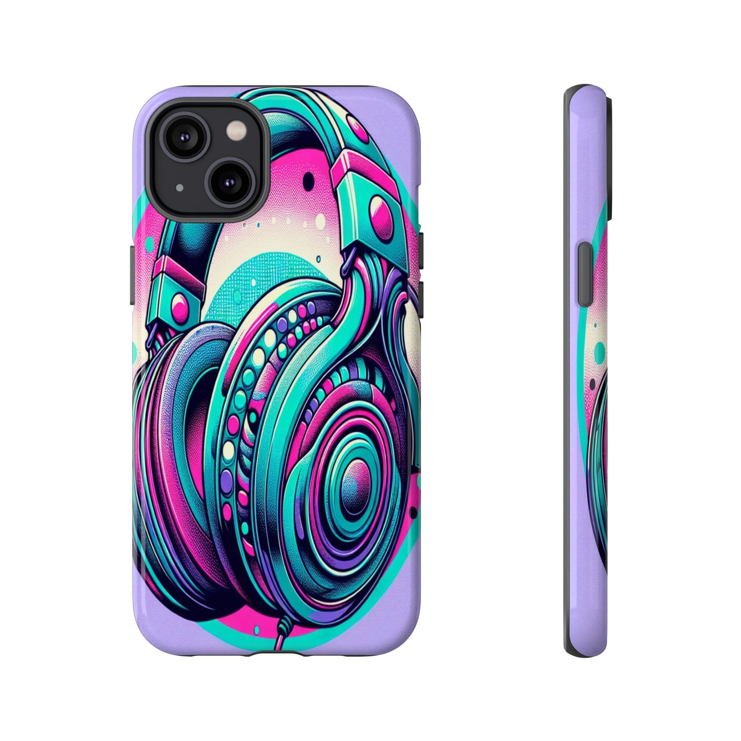Custom ProtectiveHeadphone Vibes in Electric ColorsIphone Case Compatible With Iphone 16 15 14 - Phone Cover