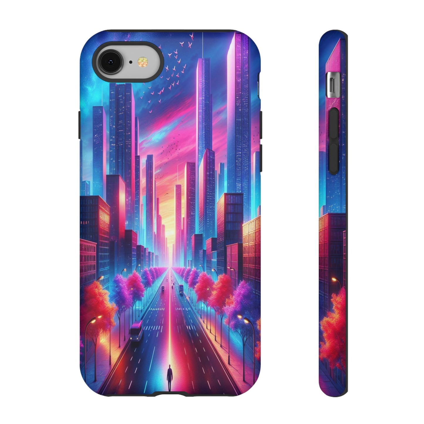 Protective Wanderer in a Luminous Cityscape Iphone Case Compatible With Iphone 16 15 14 - Phone Cover