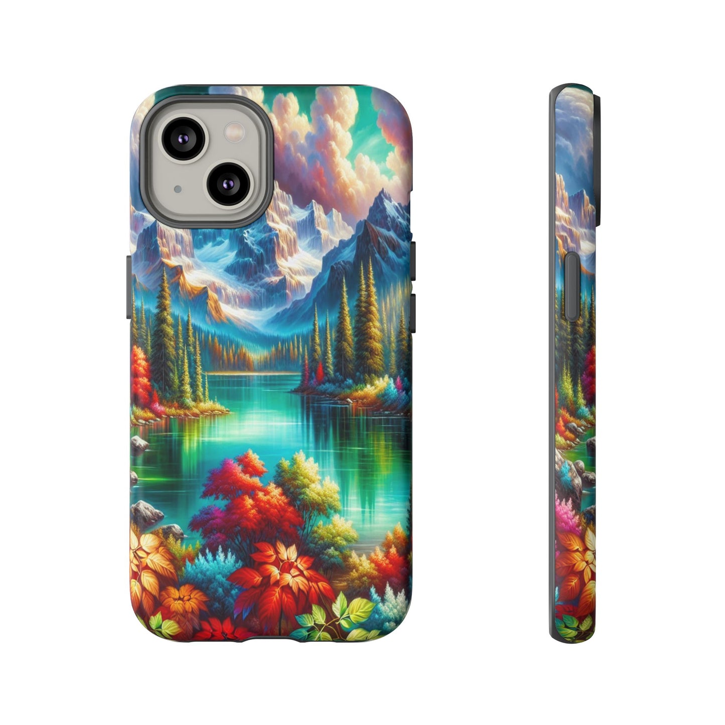 Colorful Mountain Lake Scene - Phone Case