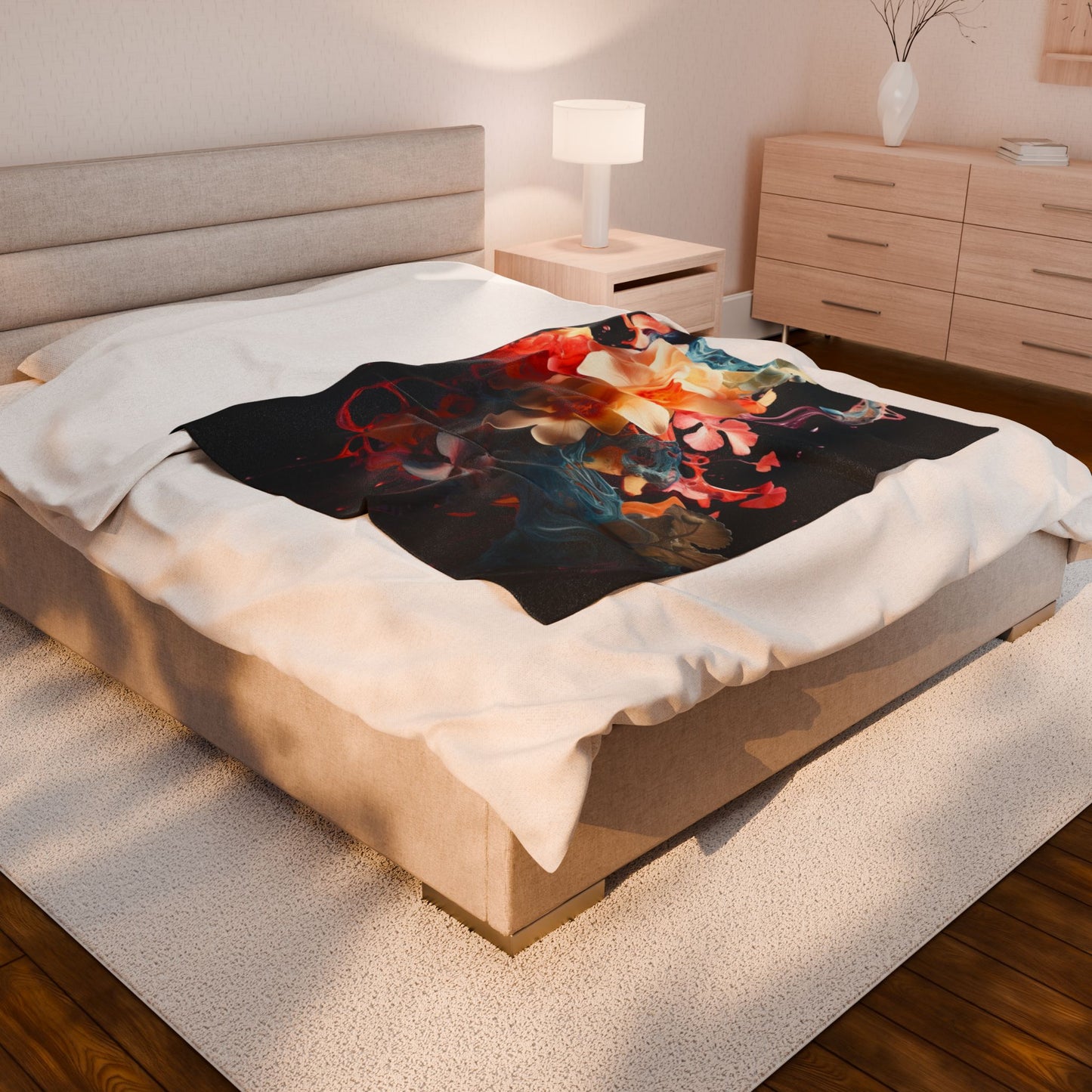 Floral Symphony in Paint- Plush Blanket