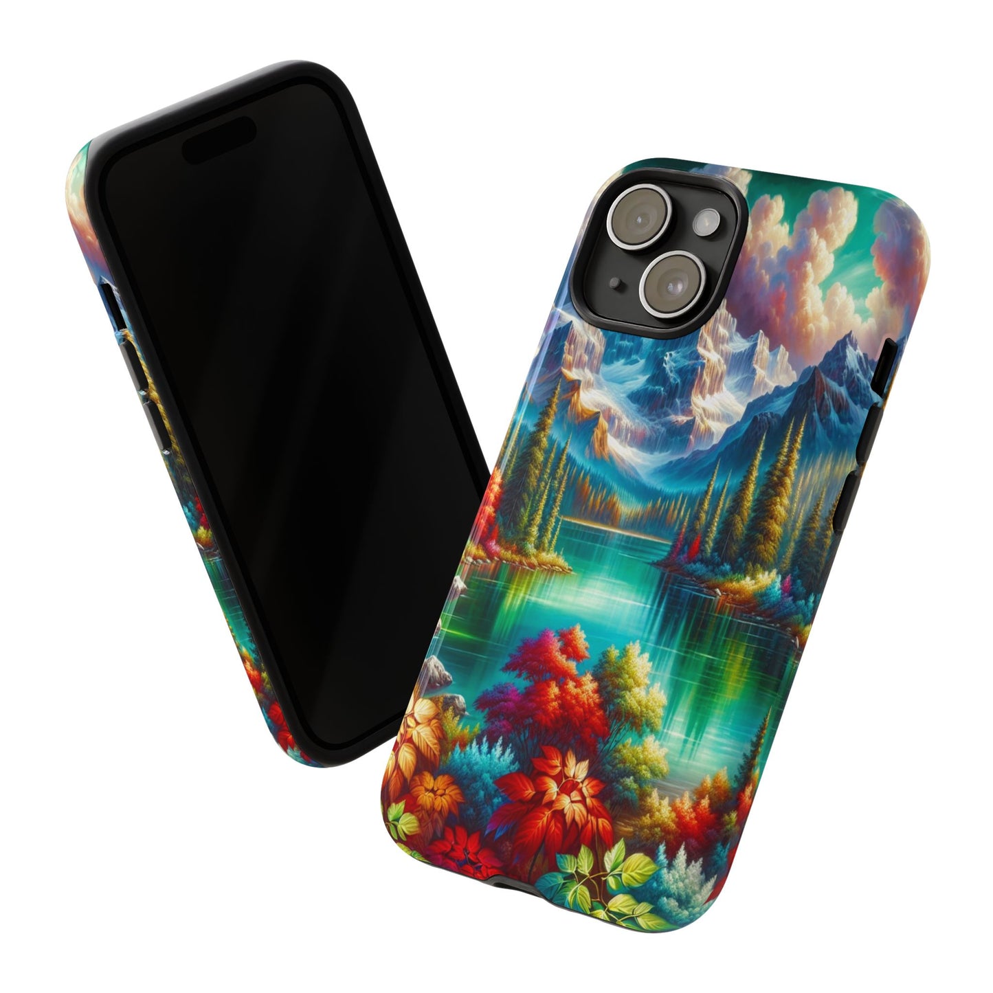 Colorful Mountain Lake Scene - Phone Case