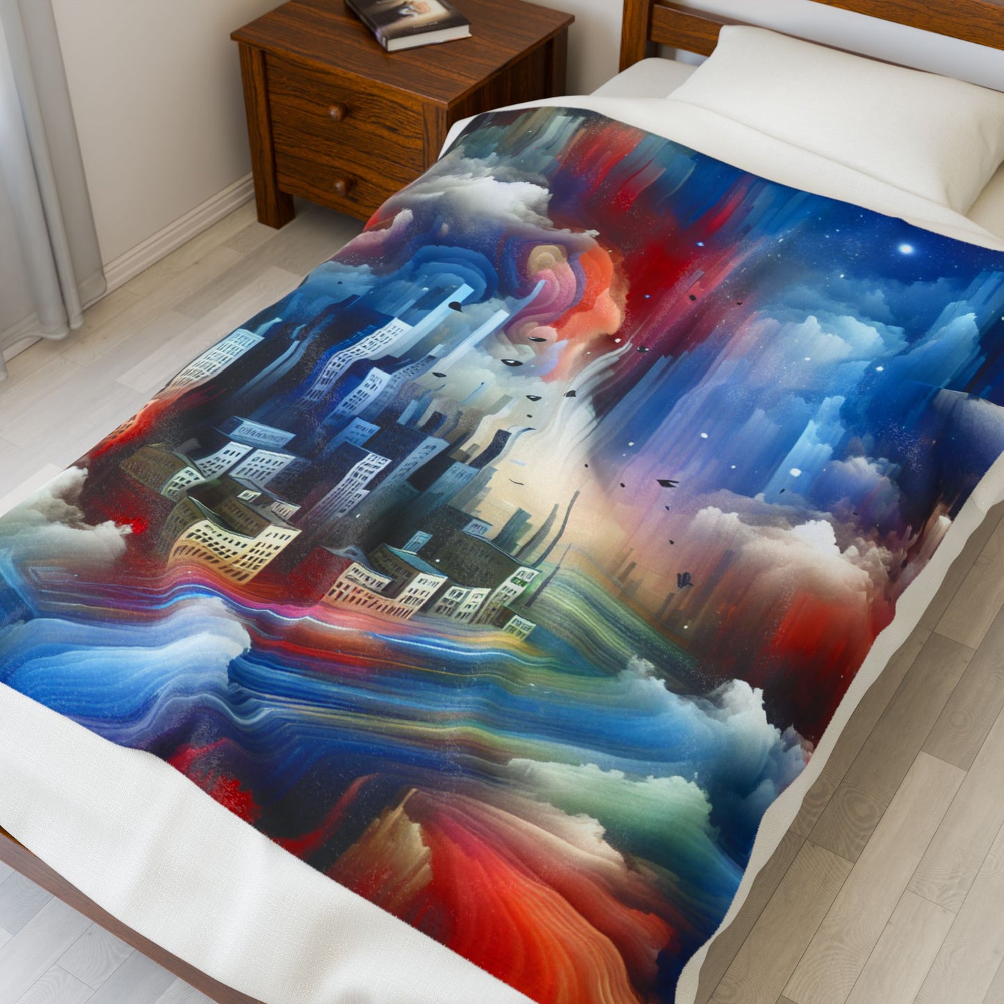 Dreamlike Metropolis Vista - Plush Blanket