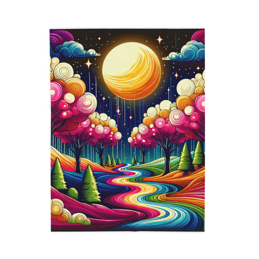 Moonlit Fantasy Forest - Plush Blanket