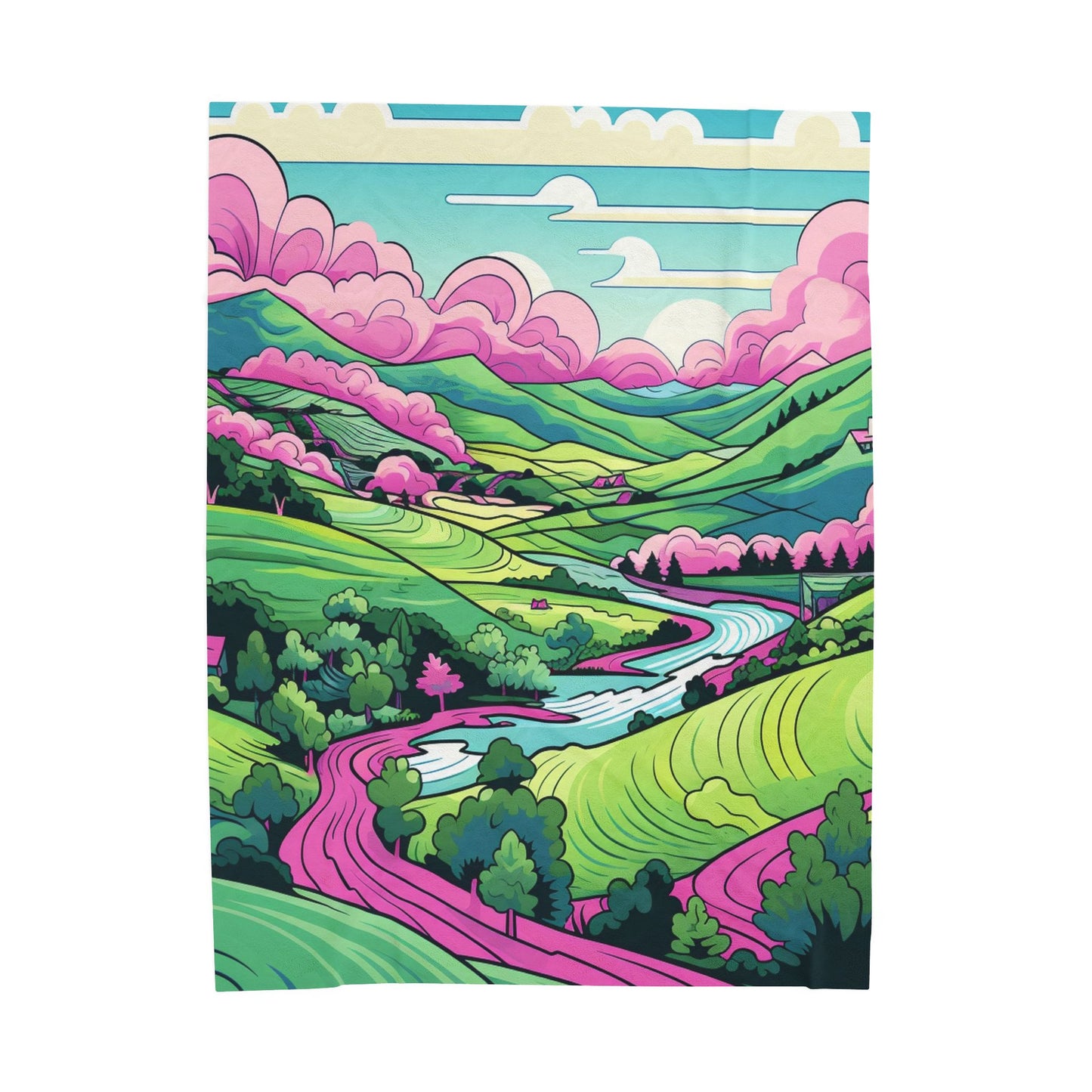 Vibrant Valley Dreamscape- Plush Blanket