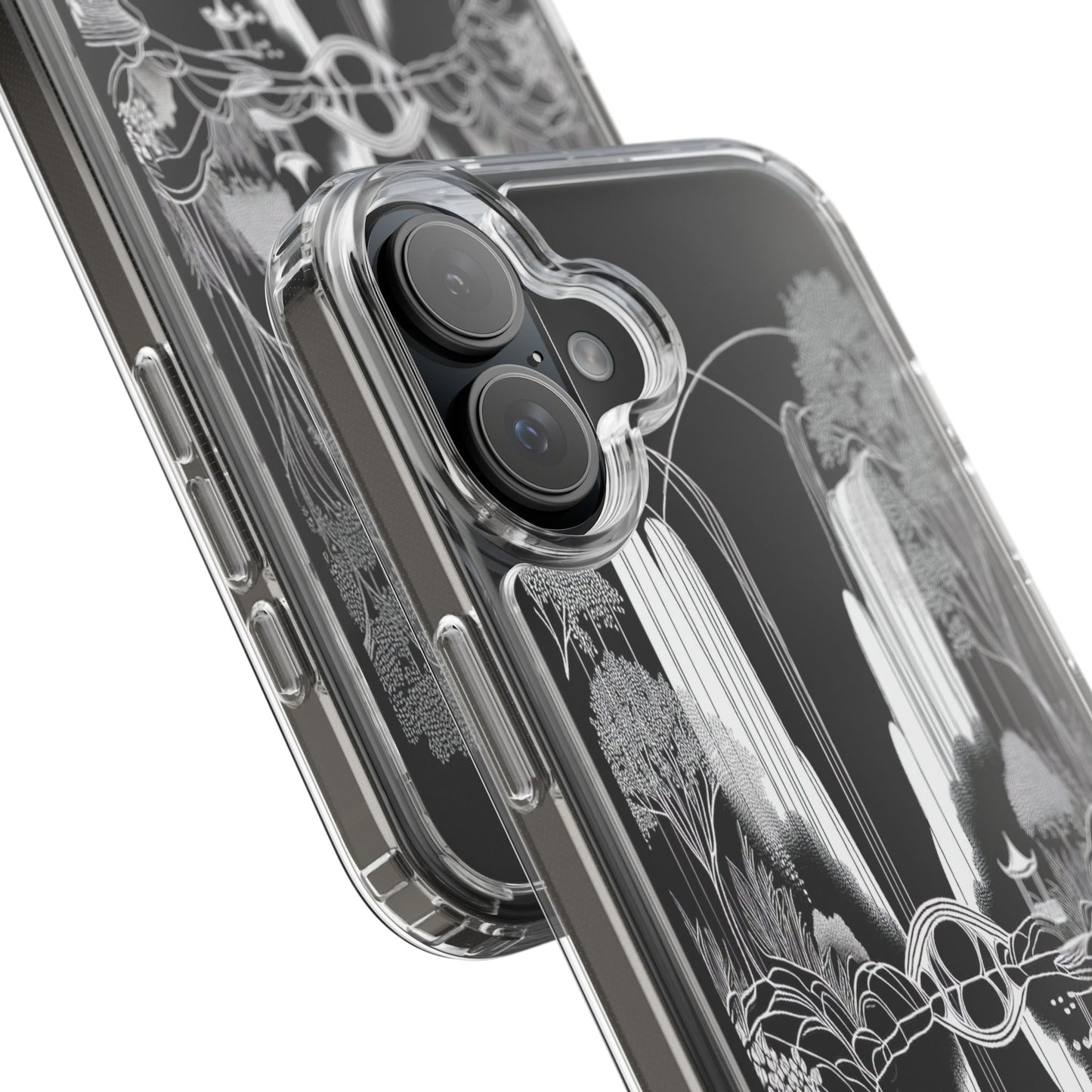 Transparent Waterfall Bridge Scene Iphone Case Compatible With Iphone 16 15 14 - Clear Phone Cover