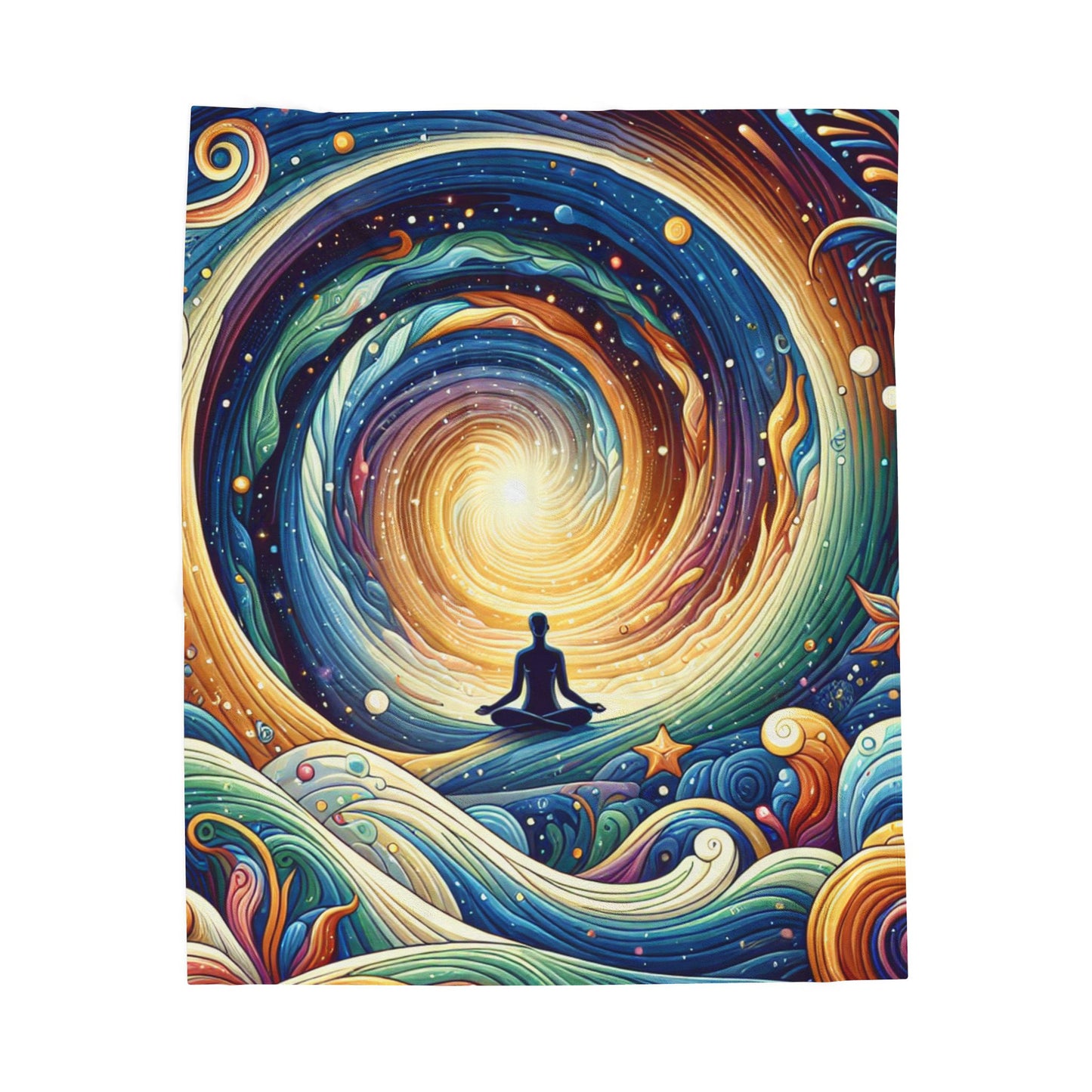 Cosmic Meditation Spiral - Plush Blanket