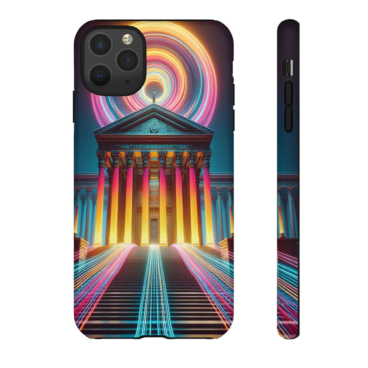 Illuminated Landmark with Colorful Trails - Phone Case