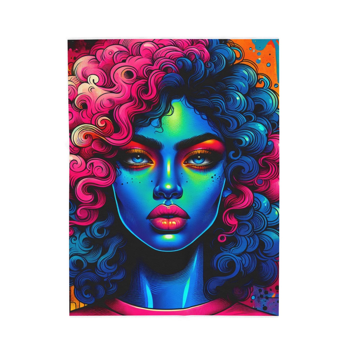 Neon Portraiture Fusion- Plush Blanket