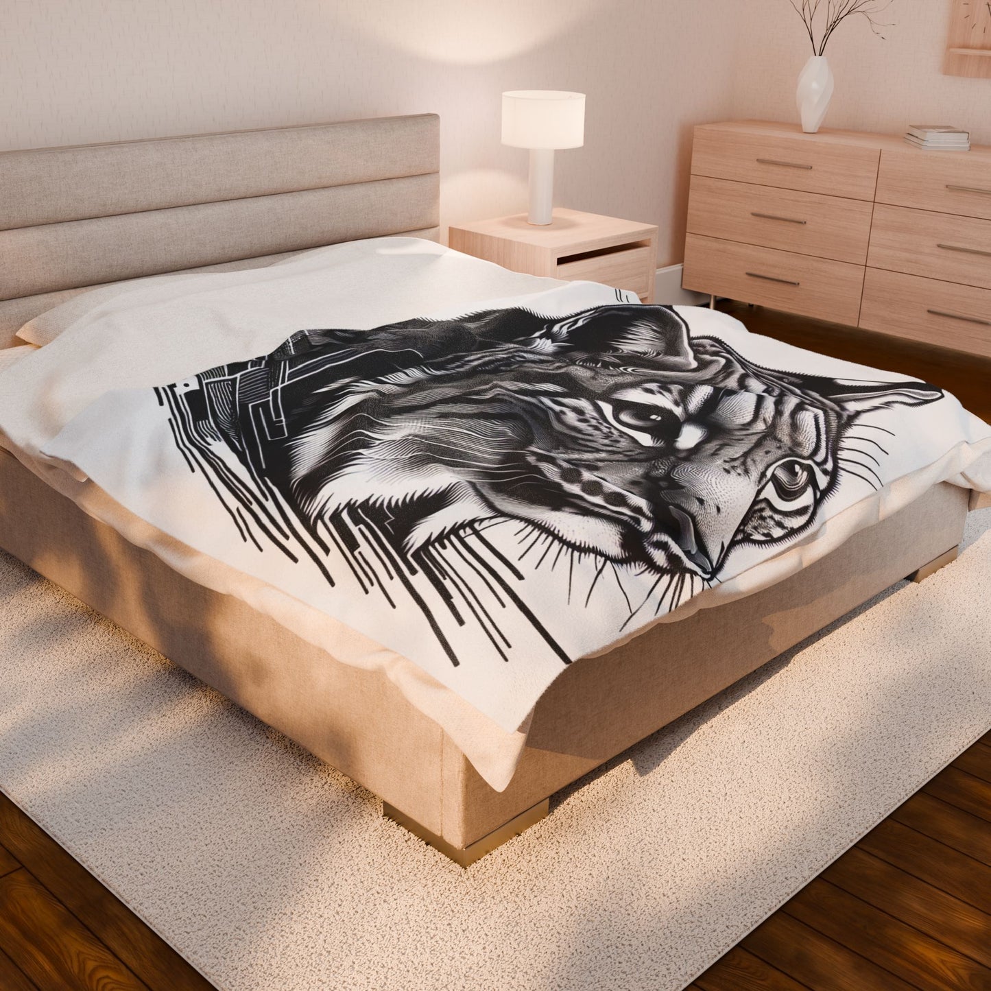 Monochrome Majesty of the Wild- Plush Blanket