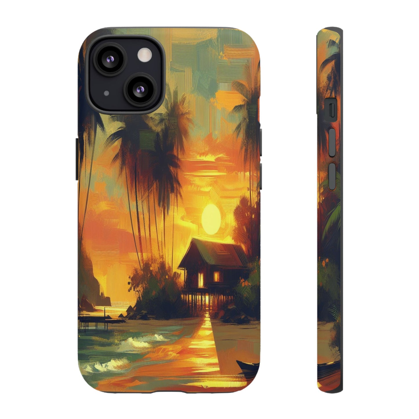 Protective Island Paradise at Dusk Iphone Case Compatible With Iphone 16 15 14 - Phone Cover