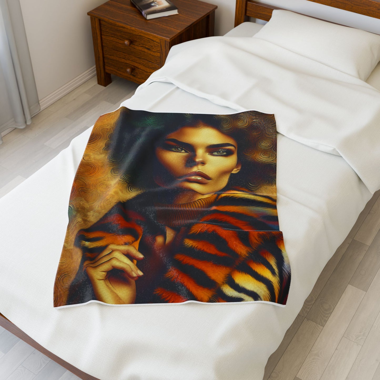 Feline Melanin Allure - Plush Blanket