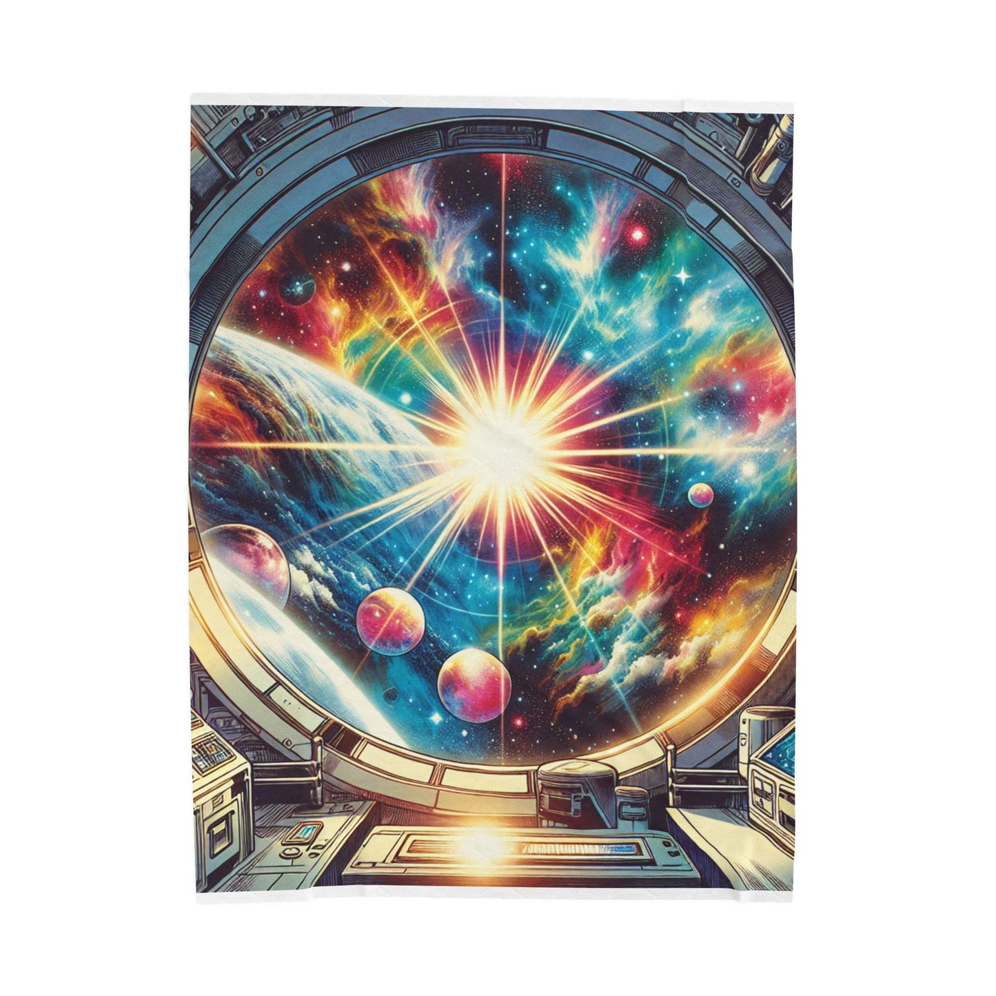 Galaxy Portal View from Spacecraft - Plush Blanket