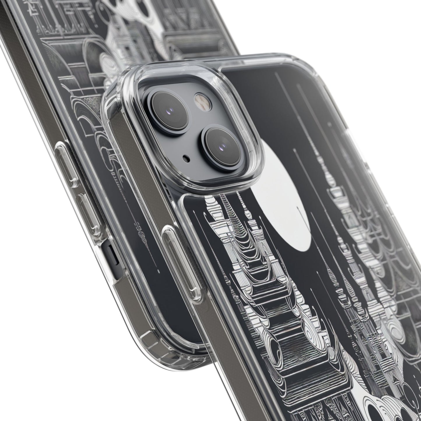 Transparent Temple Silhouette Under Bright Moon Iphone Case Compatible With Iphone 16 15 14 - Clear Phone Cover