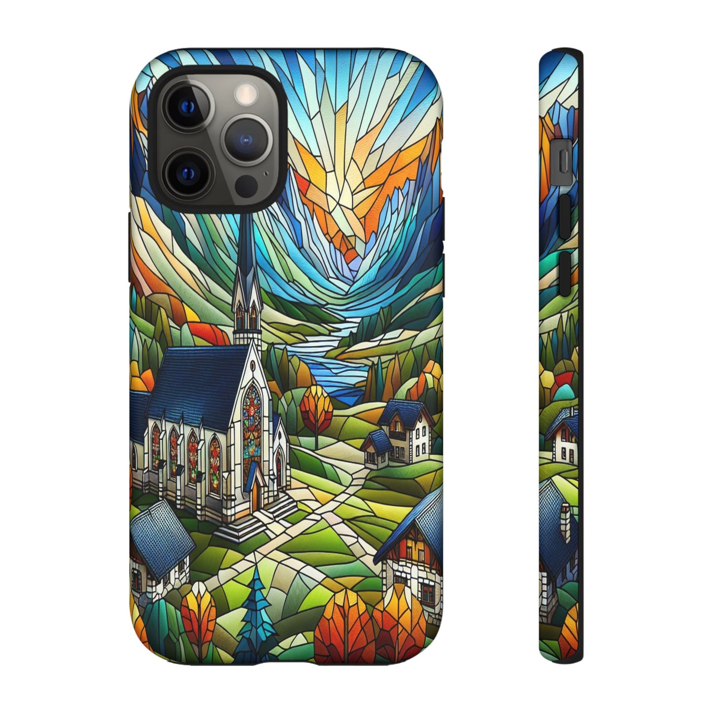 Stained Glass Countryside Scene - Phone Case