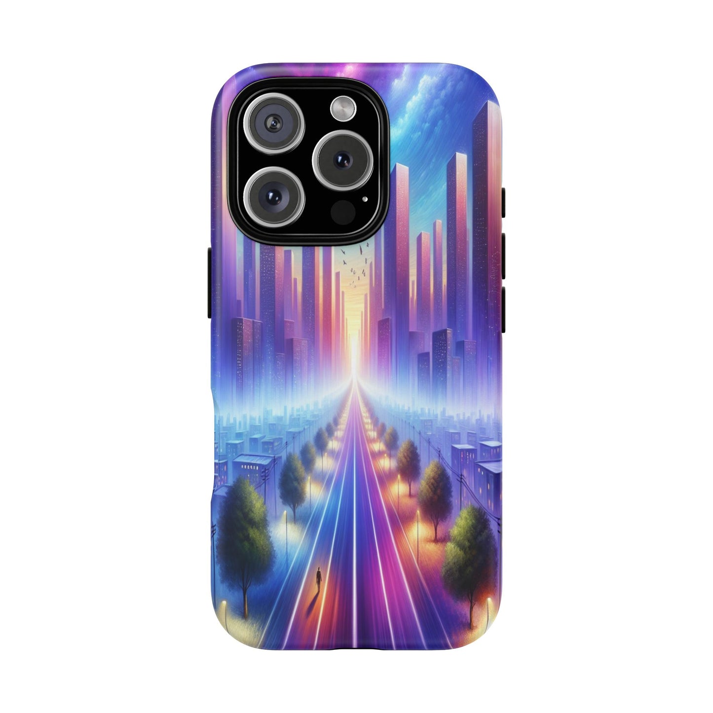 Journey into the Luminous Cityscape - Phone Case