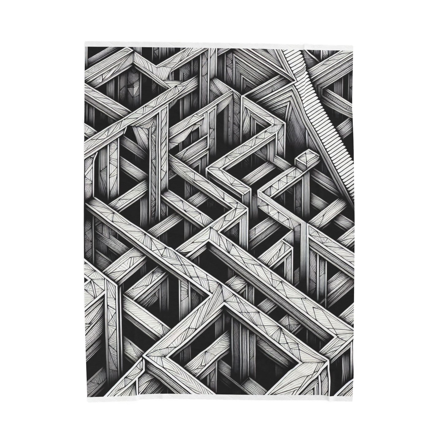 Maze of Shadows and Lines - Plush Blanket