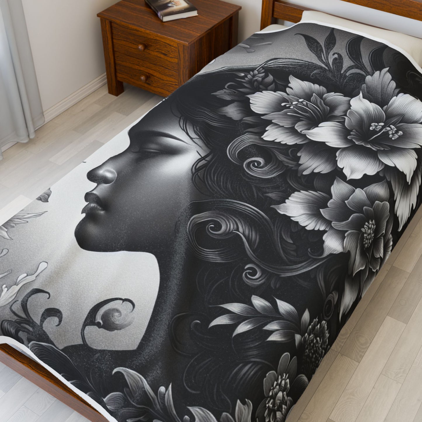 Monochrome Garden Whisper- Plush Blanket