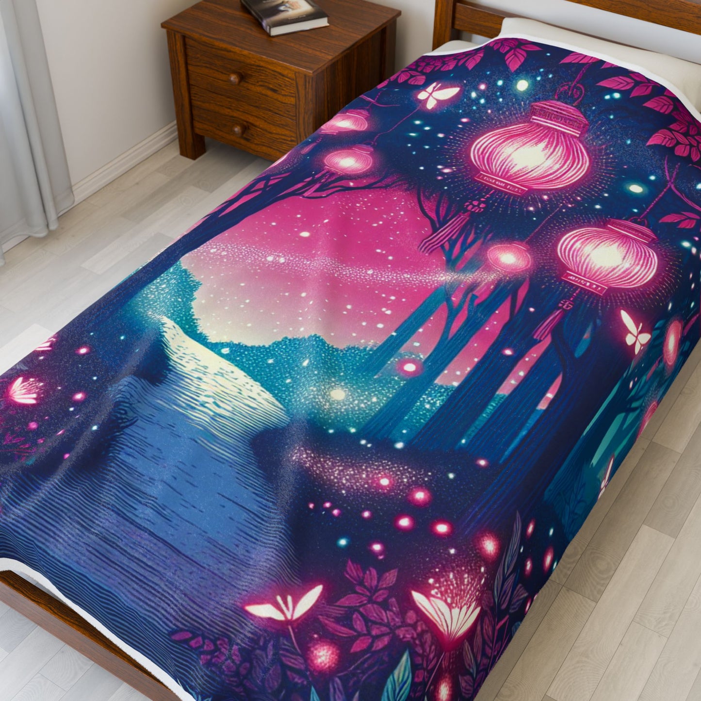 Lanterns Among the Trees - Plush Blanket