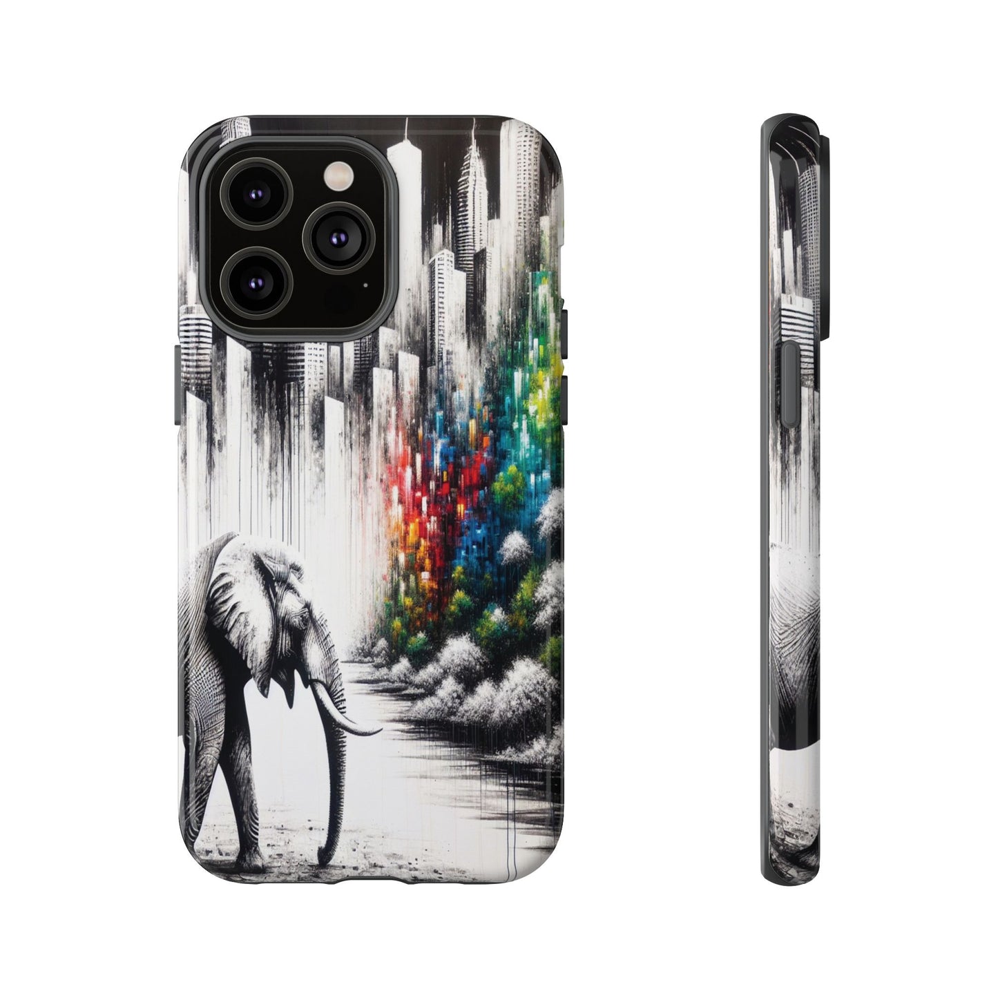 Protective Elephant's Journey Through the Cityscape Iphone Case Compatible With Iphone 16 15 14 - Phone Cover